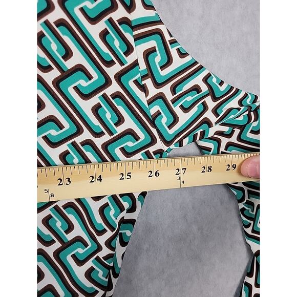 INTEMPO Green Geometric LS Tie Front Wrap Blouse Women's Plus 3X - Picture 9 of 12